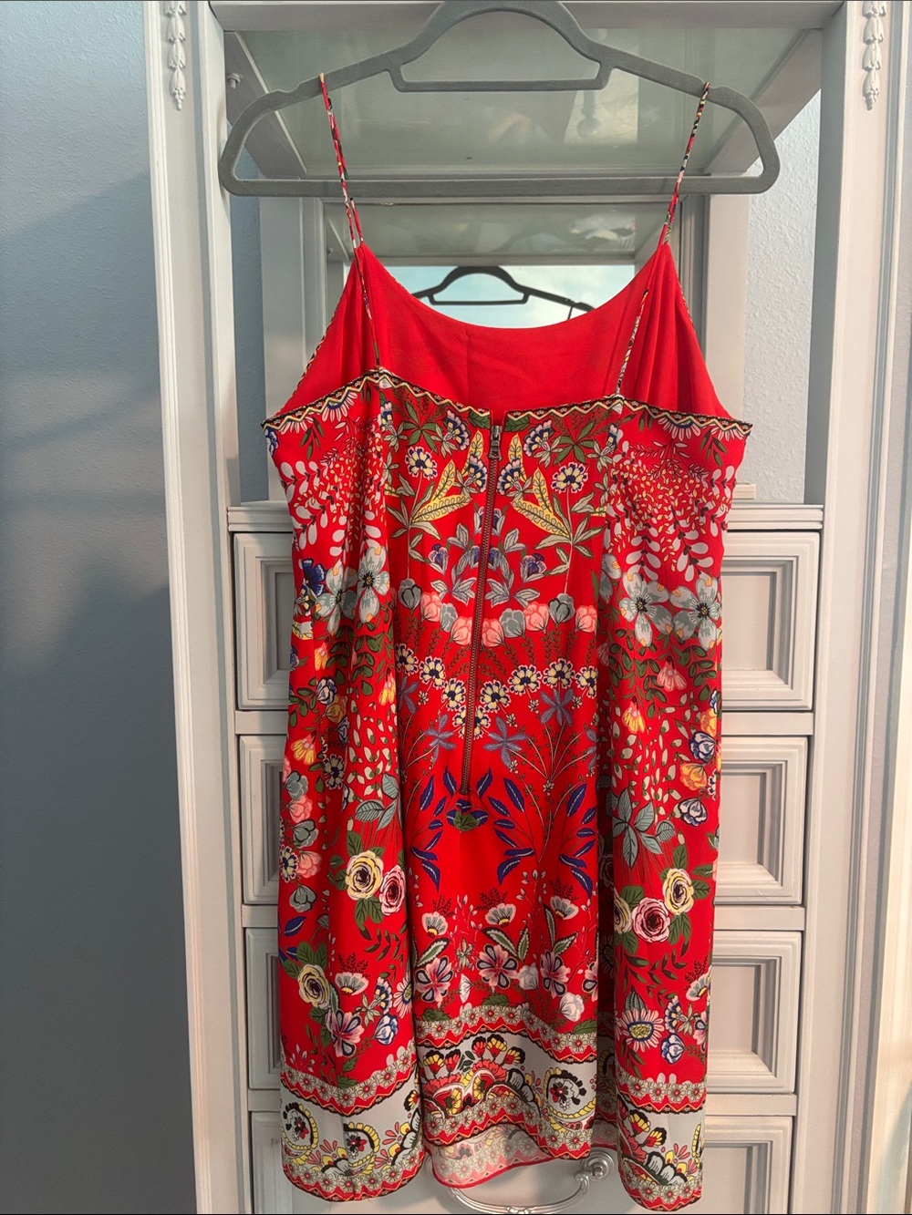 Alice + Olivia Red Floral Embroidered Slip Dress - Picture 2 of 4